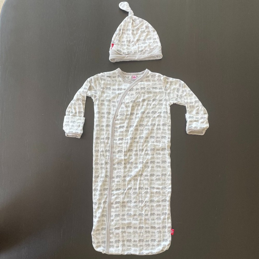 Magnetic Me Sleeper Gown in Dancing Elephants (Gray; Size 0-3mos)